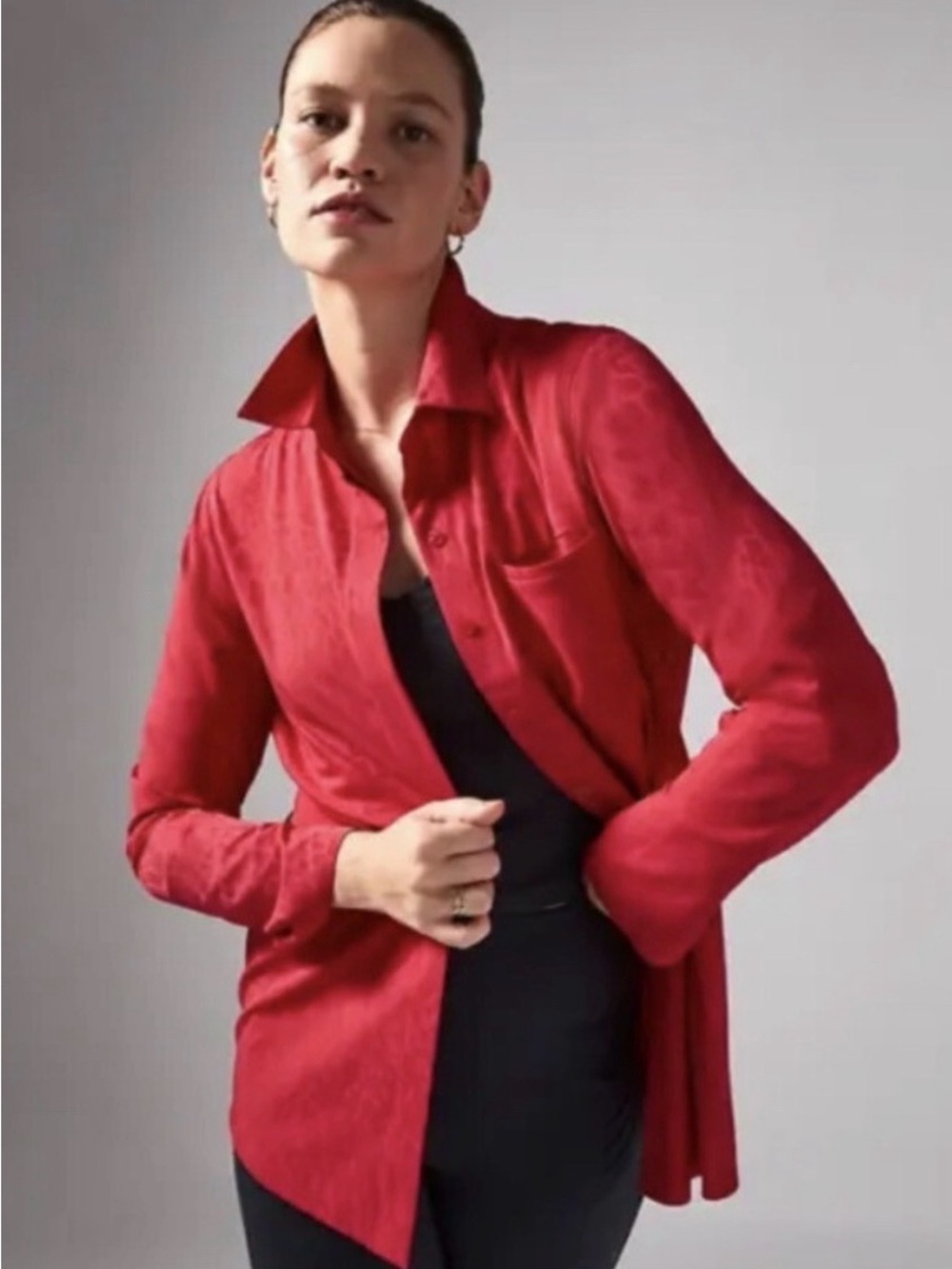 Athleta Red Urbanite Textured Top